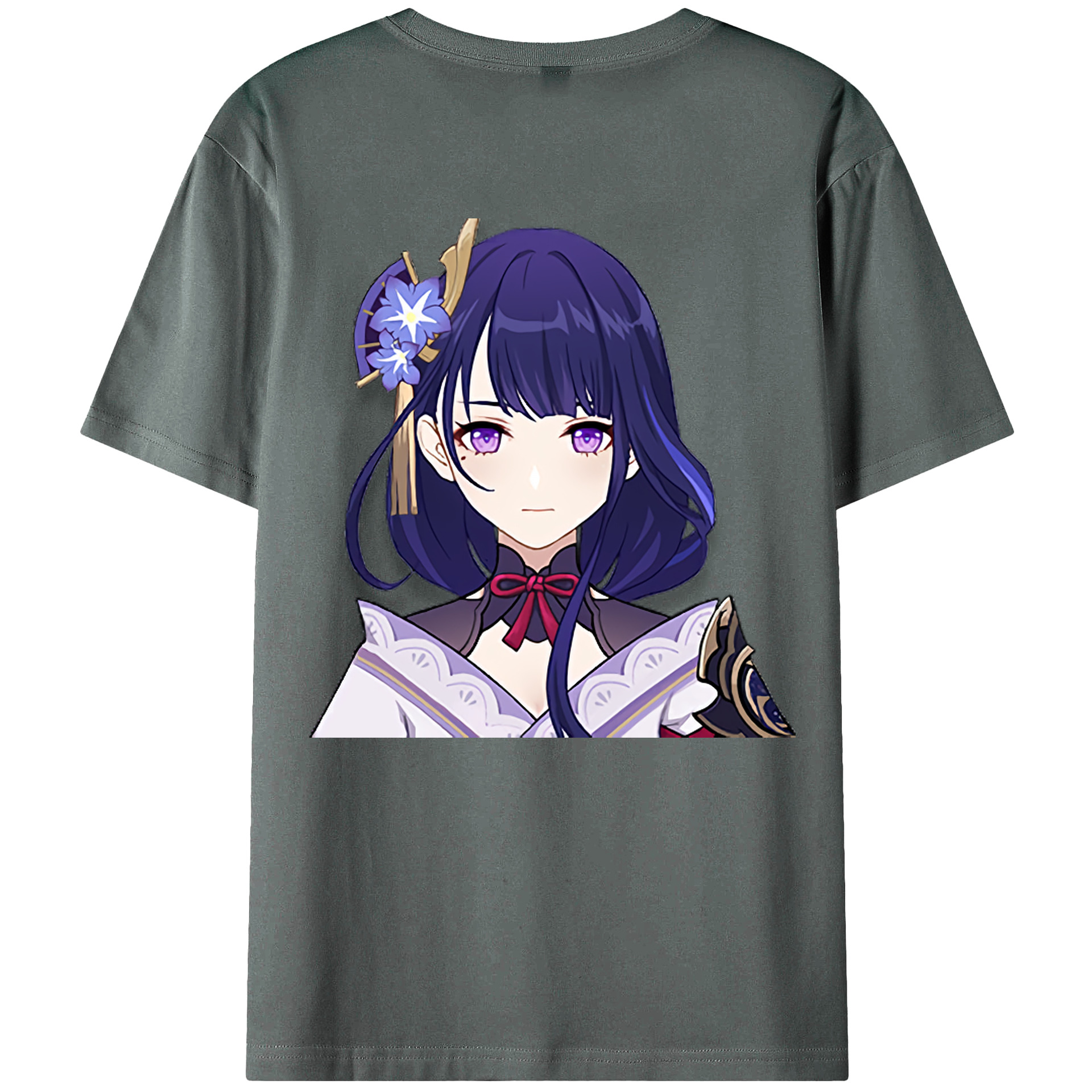 げんし神 雷電将軍 らいでんしょうぐん genshin Raiden Shogun 綿100％ メンズ半袖Tシャツ（バックプリント） 通気性